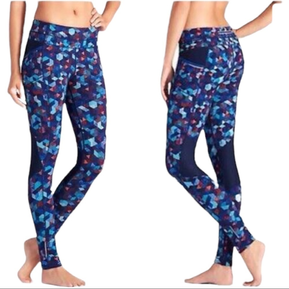 Athleta Womens Triangular Be Free Tights in Gem Size Small Side Pockets - Picture 2 of 10
